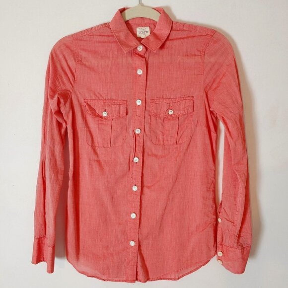 J. Crew The Perfect Button Front Shirt Women's XXS Coral Pink Lightweight NEW - Picture 2 of 8